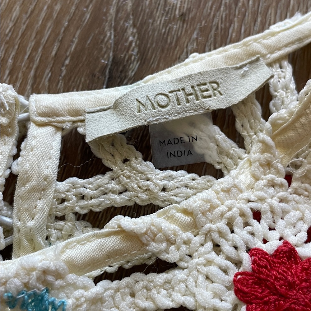 MOTHER “The Daisy Shell”  Daisy Tank Top Cream w/ Red and Light Blue Accents NWT - Picture 2 of 15